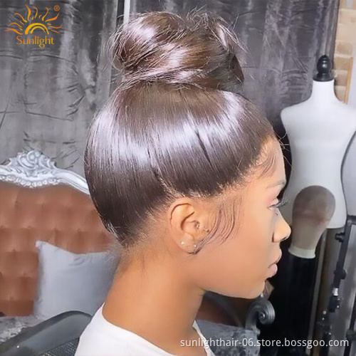 Sunlight cheap human hair peruca 360 lace frontal wig 360 lace frontal wig straight glueless 100 virgin for women black color
